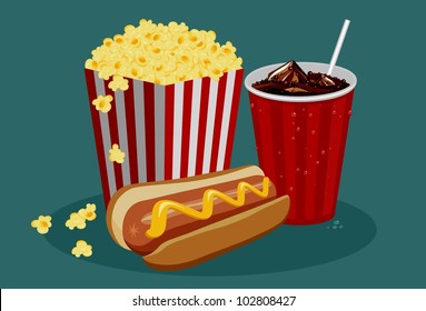 Popcorn Soda Cola Hotdog