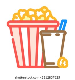 popcorn soda drink color icon vector. popcorn soda drink sign. isolated symbol illustration