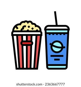 popcorn soda drink color icon vector. popcorn soda drink sign. isolated symbol illustration