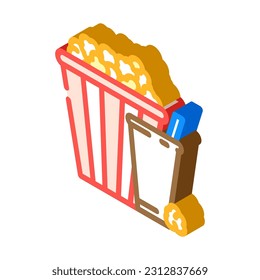 popcorn soda drink isometric icon vector. popcorn soda drink sign. isolated symbol illustration