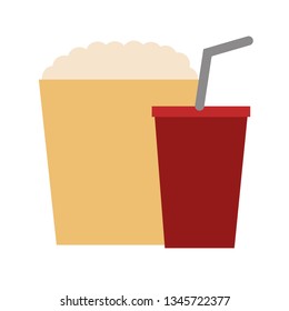 popcorn and soda isolated icon