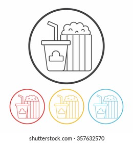 popcorn and soda line icon