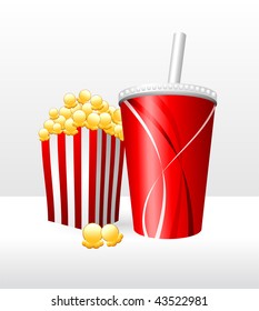 Popcorn and Soda Original Vector Illustration Simple Image Illustration