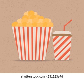 Popcorn and soda with straw