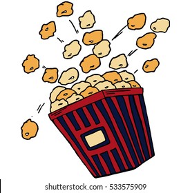 Popcorn, soda takeaway isolated on white background. Vector illustration