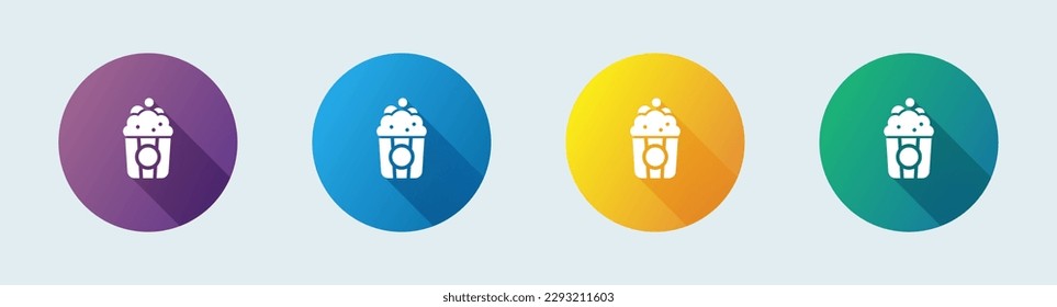 Popcorn solid icon in flat design style. Entertainment signs vector illustration.