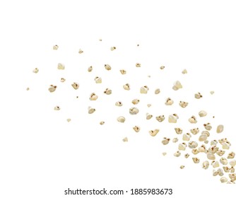 Popcorn splash. Realistic vector popcorn flying. A lot of popcorn Blow up flying pop corn. Oops. graphic illustration