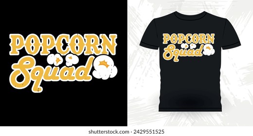 Popcorn Squad Funny Popcorn Cinema Snack Retro Vintage Popcorn T-shirt Design