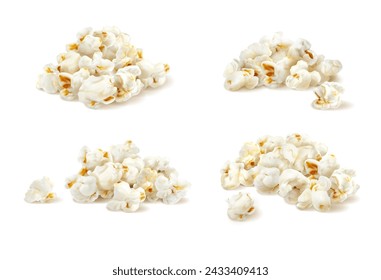 Popcorn stacks, tempting mound of golden pop corn, radiating warmth and the irresistible aroma of buttery delight. Realistic 3d vector snack piles invite to savor its crispy, movie-night magic