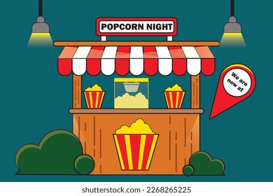 popcorn stall, food stall, street market, can be edited stall and color, can add your location stall at location pin or add your landmark.