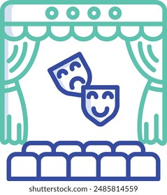 Popcorn stall outline color vector illustration