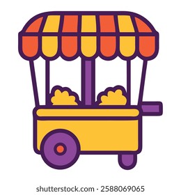 Popcorn stand carnival icon illustration