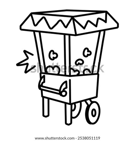 Popcorn stand icon in doodle style 

