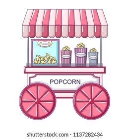 Popcorn street shop icon. Cartoon of popcorn street shop vector icon for web design isolated on white background