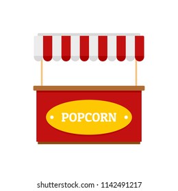 Popcorn street shop icon. Flat illustration of popcorn street shop vector icon for web isolated on white