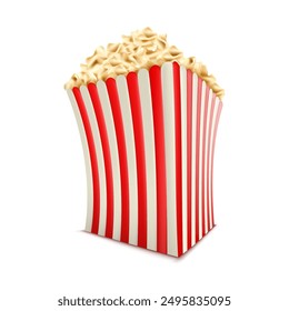 Popcorn in a striped box. Vector illustration