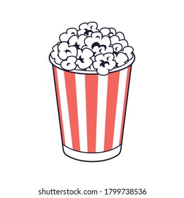 Popcorn Striped Bucket Box Isolated Cartoon Vector Icon