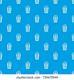 Popcorn in striped bucket pattern repeat seamless in blue color for any design. Vector geometric illustration
