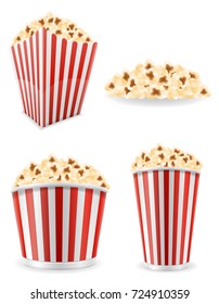 popcorn in striped cardboard package stock vector illustration isolated on white background