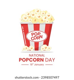 Popcorn in a striped tub vector illustration suitable for national popcorn day