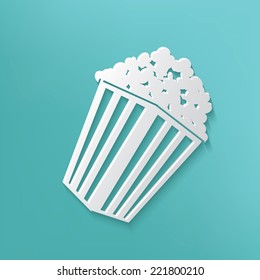 Popcorn symbol on blue background,clean vector