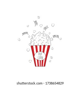 popcorn text line red white tee illustration art vector