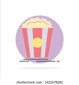 Popcorn, Theater, Movie, Snack Abstract Circle Background Flat color Icon