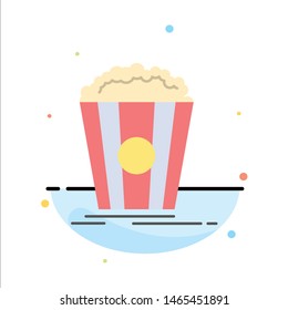 Popcorn, Theater, Movie, Snack Abstract Flat Color Icon Template. Vector Icon Template background