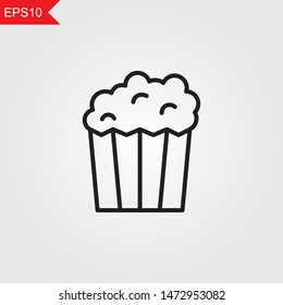 Popcorn thin line icon on grey background. Vector illustration eps10.