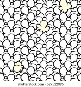 Popcorn top view. Seamless vector hand drawing texture.