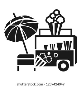 Popcorn trailer icon. Simple illustration of popcorn trailer vector icon for web design isolated on white background