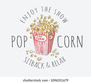 popcorn with typography slogan