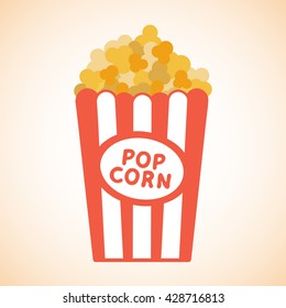 Popcorn. Vector cartoon illustration. Cinema icon in flat design style.