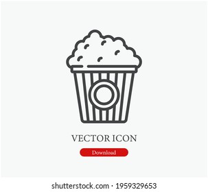 Popcorn vector icon.  Editable stroke. Symbol in Line Art Style for Design, Presentation, Website or Apps Elements, Logo. Pixel vector graphics - Vector