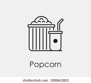 Popcorn vector icon. Editable stroke. Symbol in Line Art Style for Design, Presentation, Website or Apps Elements, Logo. Pixel vector graphics - Vector