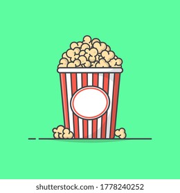 Popcorn Vector Icon Illustration. Popcorn Bucket Boxes. Popcorn in a striped tub