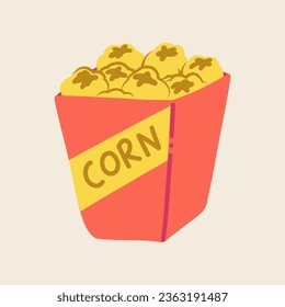 Popcorn vector icon illustration, vector doodle 