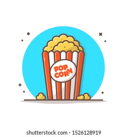 Popcorn Vector Icon Illustration. Popcorn, Food Icon Concept White Isolated. Flat Cartoon Style Suitable for Web Landing Page, Banner, Sticker, Background