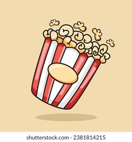 Ilustración del icono del vector de palomitas. Icono De Comida Desechable Concepto De Chocolate Aislado. Estilo de caricatura plano adecuado para la página de aterrizaje web, pancarta, volante, adhesivo, tarjeta, fondo