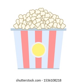 Popcorn Vector Icon Isolated. Popcorn Bucket Box. 