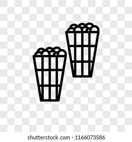 Popcorn vector icon isolated on transparent background, Popcorn logo concept