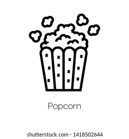 popcorn vector icon. Linear style sign for mobile concept and web design. corn symbol illustration. Pixel vector graphics - Vector. 
