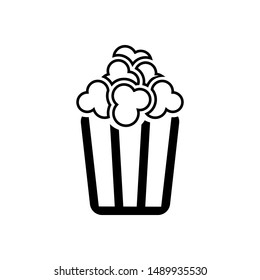 Popcorn vector icon. Pop corn illustration symbol. Cinema logo.