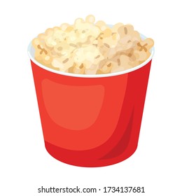 Icono de vector de palomitas.Icono de vector de dibujos animados aislado en palomitas de fondo blancas.