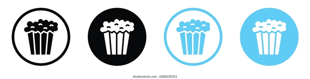 Popcorn vector icons in black and blue colors