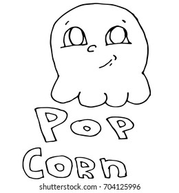 popcorn vector illustration. Cute and funny popcorn. Vector icons, hand-drawn.