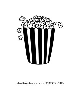 Popcorn vector illustration with doodle drawing style isolated on white background