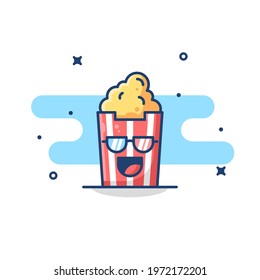Popcorn vector illustration with glasses. Suitable for sticker, logo, icon and more.