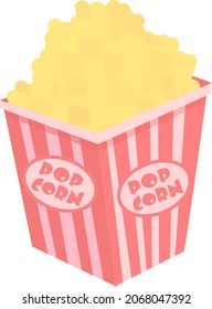 Ilustración vectorial de palomitas aisladas en fondo blanco.