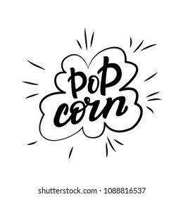 Popcorn vector illustration and lettering design